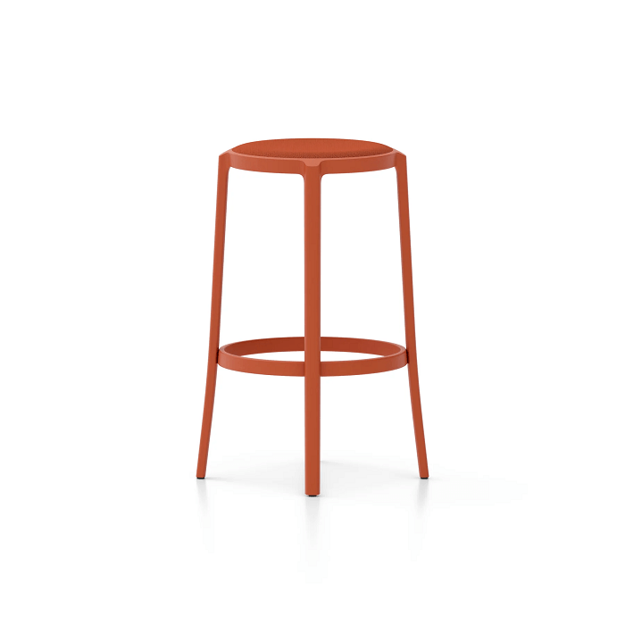 Emeco On & On Stool - Upholstered Stools Emeco Bar Height 29.5" Fabric Orange 