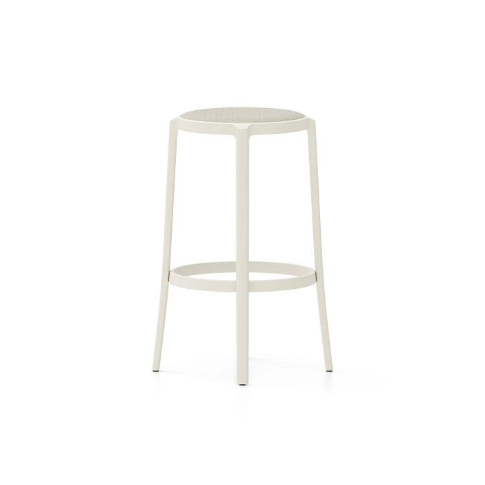 Emeco On &amp; On Stool - Upholstered Stools Emeco Bar Height 29.5" Fabric White 