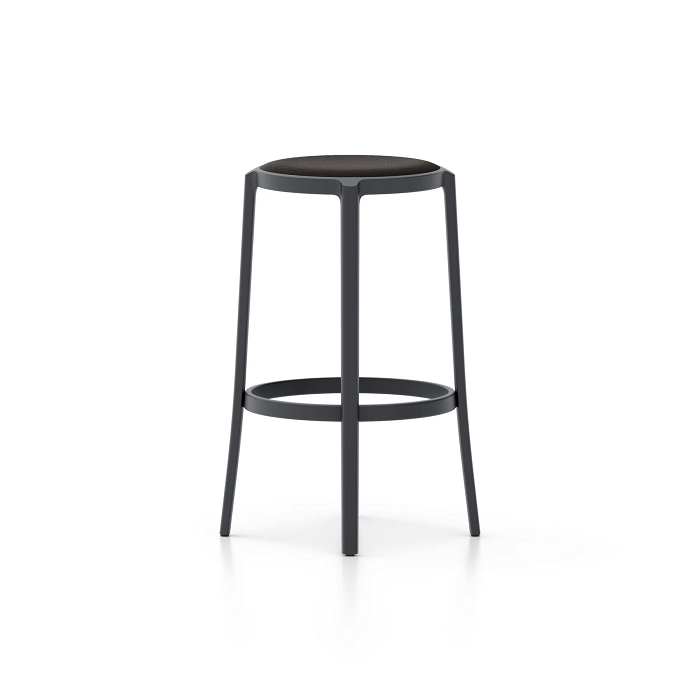 Emeco On & On Stool - Upholstered Stools Emeco Bar Height 29.5" Leather Black 