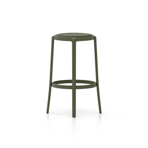 Emeco On & On Stool - Upholstered Stools Emeco Bar Height 29.5" Leather Green 
