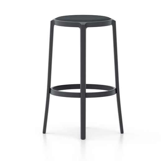 Emeco On &amp; On Stool - Upholstered Stools Emeco Bar Height 29.5&quot; Polyurethane Black 