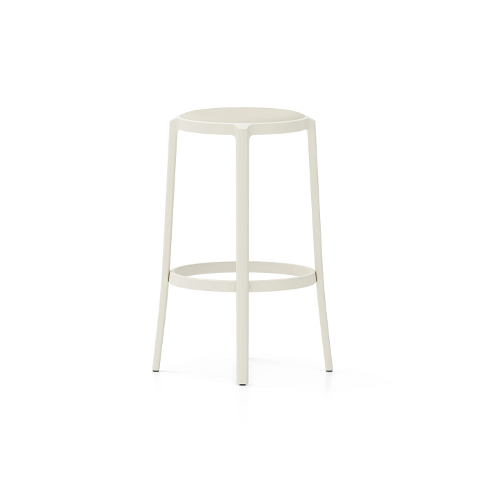 Emeco On &amp; On Stool - Upholstered Stools Emeco Bar Height 29.5" Polyurethane White 