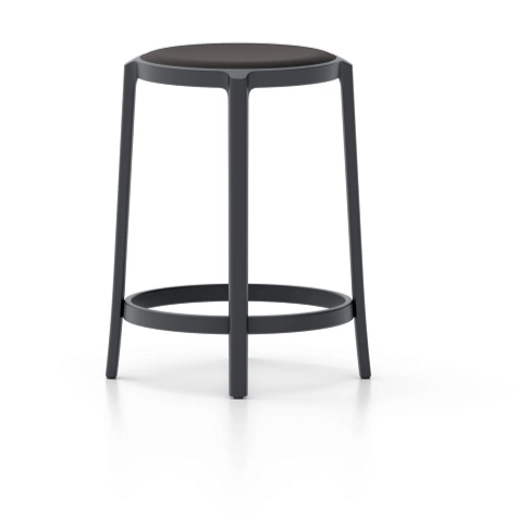 Emeco On & On Stool - Upholstered Stools Emeco Counter Height 24.75" Fabric Black 