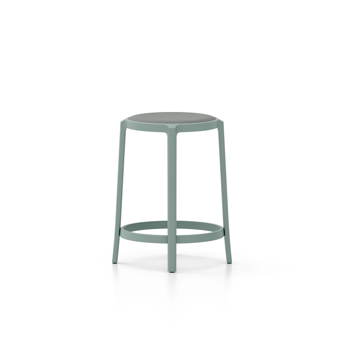 Emeco On &amp; On Stool - Upholstered Stools Emeco Counter Height 24.75" Fabric Light Blue 