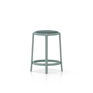 Emeco On & On Stool - Upholstered Stools Emeco Counter Height 24.75" Leather Light Blue 