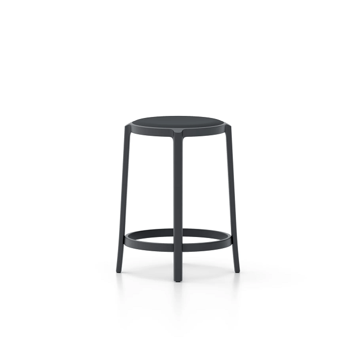 Emeco On &amp; On Stool - Upholstered Stools Emeco Counter Height 24.75" Polyurethane Black 
