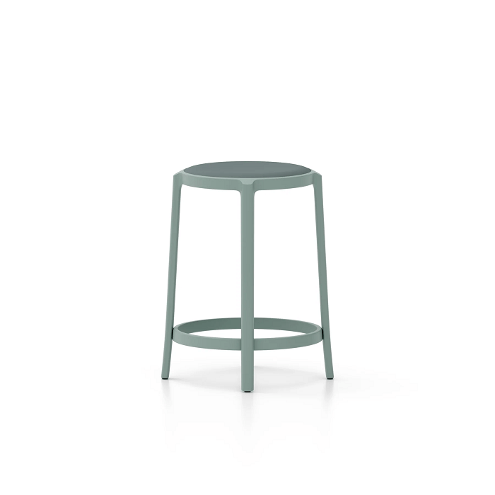 Emeco On &amp; On Stool - Upholstered Stools Emeco Counter Height 24.75" Polyurethane Light Blue 