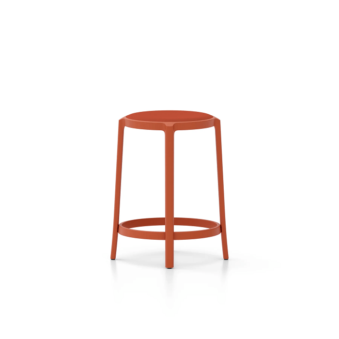 Emeco On & On Stool - Upholstered Stools Emeco Counter Height 24.75" Polyurethane Orange 