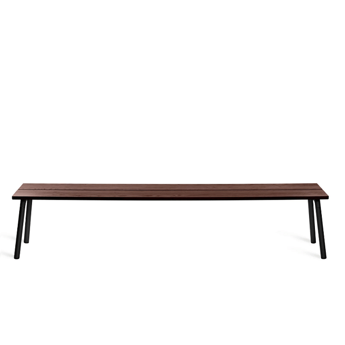 Emeco Run Bench Benches Emeco 4-Seat Bench Black Powder Coated Walnut