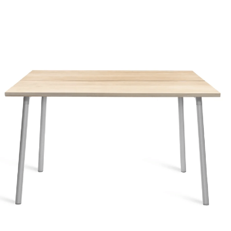 Emeco Run Table 48" table Emeco Clear Aluminum Frame - Accoya Top Finish 