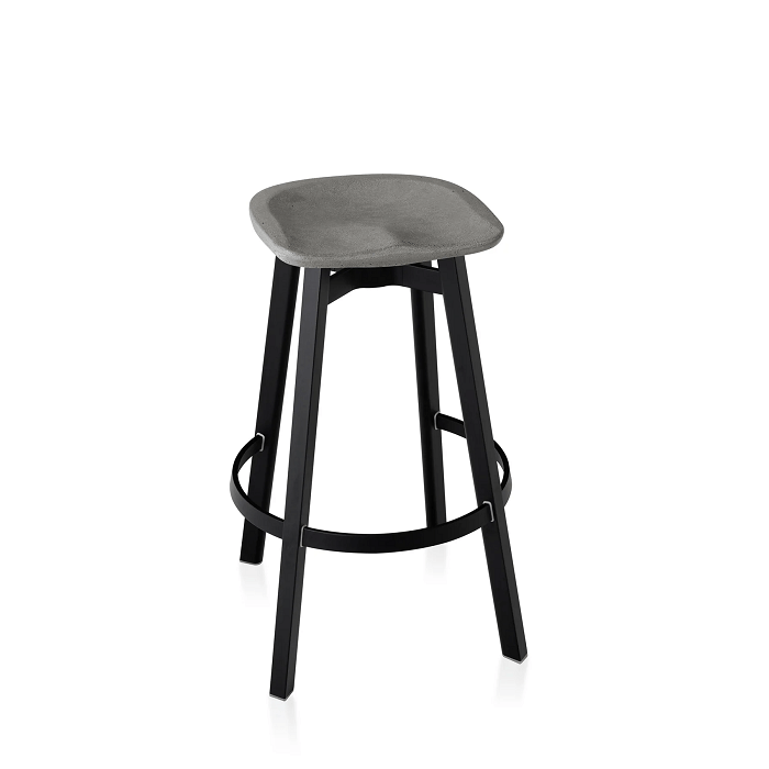 Emeco Su Bar Stool Stools Emeco Black Anodized Legs Eco Concrete No Seat Pad