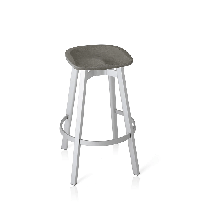 Emeco Su Bar Stool Stools Emeco Natural Anodized Legs Eco Concrete No Seat Pad