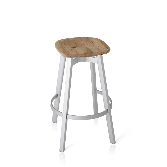 Emeco Su Bar Stool Stools Emeco Natural Anodized Legs Reclaimed Oak No Seat Pad