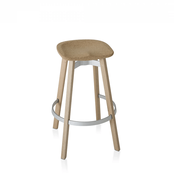 Emeco Su Bar Stool Stools Emeco Natural Wood Legs Cork Seat No Seat Pad