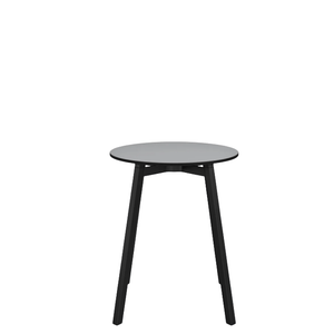 Emeco Su Cafe Round Table Dining Tables Emeco Table Top 24" Black Anodized Aluminum Legs Gray HPL