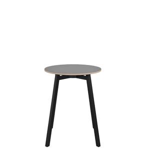 Emeco Su Cafe Round Table Dining Tables Emeco Table Top 24" Black Anodized Aluminum Legs Gray Laminate Plywood