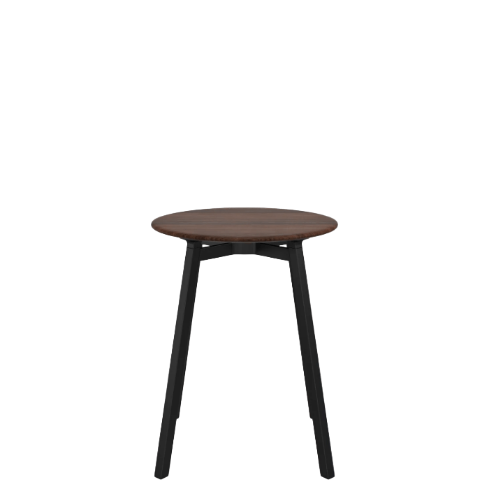 Emeco Su Cafe Round Table Dining Tables Emeco Table Top 24" Black Anodized Aluminum Legs Walnut Wood