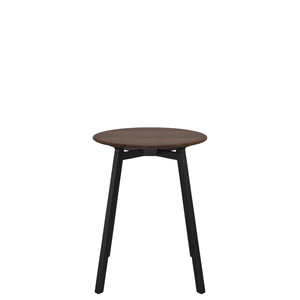 Emeco Su Cafe Round Table Dining Tables Emeco Table Top 24" Black Anodized Aluminum Legs Walnut Wood