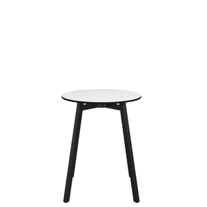 Emeco Su Cafe Round Table Dining Tables Emeco Table Top 24" Black Anodized Aluminum Legs White HPL
