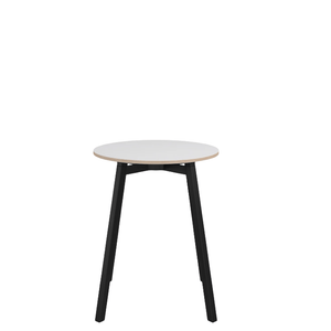 Emeco Su Cafe Round Table Dining Tables Emeco Table Top 24" Black Anodized Aluminum Legs White Laminate Plywood