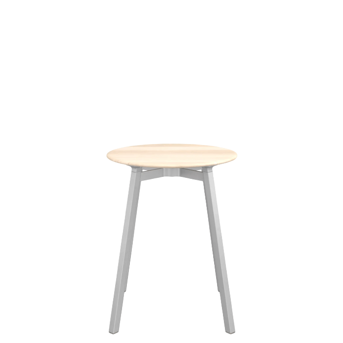 Emeco Su Cafe Round Table Dining Tables Emeco Table Top 24" Clear Anodized Aluminum Legs Accoya Wood