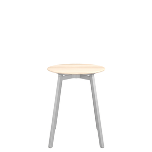 Emeco Su Cafe Round Table Dining Tables Emeco Table Top 24" Clear Anodized Aluminum Legs Accoya Wood