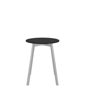 Emeco Su Cafe Round Table Dining Tables Emeco Table Top 24" Clear Anodized Aluminum Legs Black HPL
