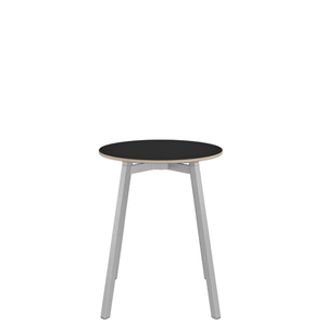 Emeco Su Cafe Round Table Dining Tables Emeco Table Top 24" Clear Anodized Aluminum Legs Black Laminate Plywood