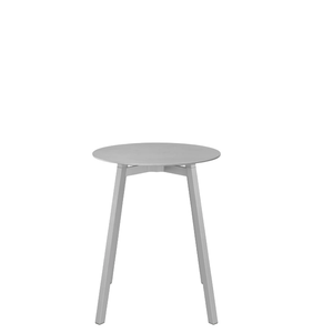 Emeco Su Cafe Round Table Dining Tables Emeco Table Top 24" Clear Anodized Aluminum Legs Brushed Aluminum