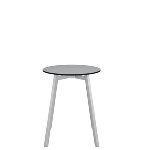 Emeco Su Cafe Round Table Dining Tables Emeco Table Top 24" Clear Anodized Aluminum Legs Gray HPL