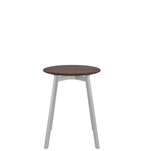 Emeco Su Cafe Round Table Dining Tables Emeco Table Top 24" Clear Anodized Aluminum Legs Walnut Wood