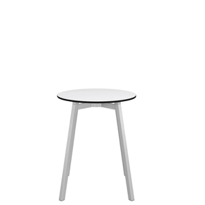 Emeco Su Cafe Round Table Dining Tables Emeco Table Top 24" Clear Anodized Aluminum Legs White HPL