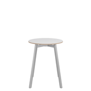 Emeco Su Cafe Round Table Dining Tables Emeco Table Top 24" Clear Anodized Aluminum Legs White Laminate Plywood
