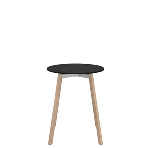 Emeco Su Cafe Round Table Dining Tables Emeco Table Top 24" Natural Wood Legs Black HPL