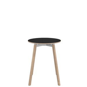 Emeco Su Cafe Round Table Dining Tables Emeco Table Top 24" Natural Wood Legs Black Laminate Plywood