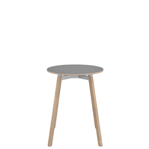 Emeco Su Cafe Round Table Dining Tables Emeco Table Top 24" Natural Wood Legs Gray Laminate Plywood