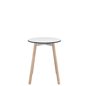 Emeco Su Cafe Round Table Dining Tables Emeco Table Top 24" Natural Wood Legs White HPL