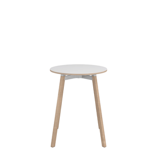 Emeco Su Cafe Round Table Dining Tables Emeco Table Top 24" Natural Wood Legs White Laminate Plywood