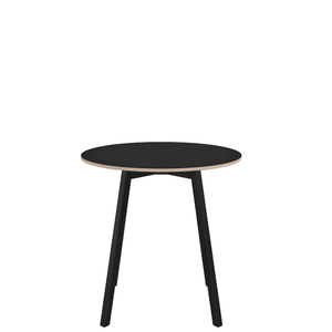Emeco Su Cafe Round Table Dining Tables Emeco Table Top 30" Black Anodized Aluminum Legs Black Laminate Plywood