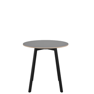 Emeco Su Cafe Round Table Dining Tables Emeco Table Top 30" Black Anodized Aluminum Legs Gray Laminate Plywood