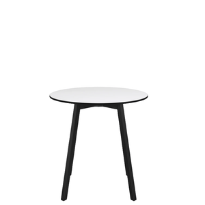 Emeco Su Cafe Round Table Dining Tables Emeco Table Top 30" Black Anodized Aluminum Legs White HPL