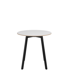 Emeco Su Cafe Round Table Dining Tables Emeco Table Top 30" Black Anodized Aluminum Legs White Laminate Plywood