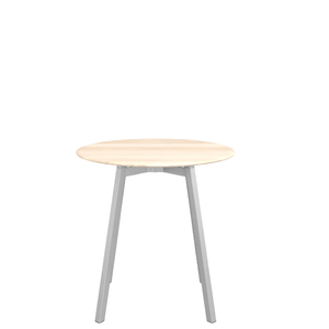 Emeco Su Cafe Round Table Dining Tables Emeco Table Top 30" Clear Anodized Aluminum Legs Accoya Wood