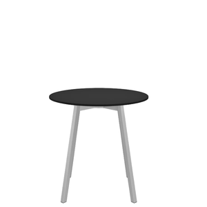 Emeco Su Cafe Round Table Dining Tables Emeco Table Top 30" Clear Anodized Aluminum Legs Black HPL