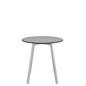 Emeco Su Cafe Round Table Dining Tables Emeco Table Top 30" Clear Anodized Aluminum Legs Gray HPL