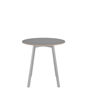 Emeco Su Cafe Round Table Dining Tables Emeco Table Top 30" Clear Anodized Aluminum Legs Gray Laminate Plywood
