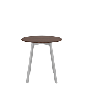 Emeco Su Cafe Round Table Dining Tables Emeco Table Top 30" Clear Anodized Aluminum Legs Walnut Wood