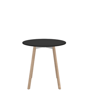 Emeco Su Cafe Round Table Dining Tables Emeco Table Top 30" Natural Wood Legs Black HPL