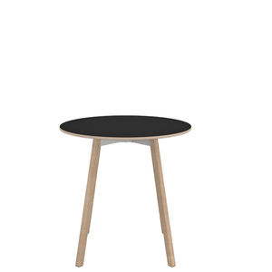 Emeco Su Cafe Round Table Dining Tables Emeco Table Top 30" Natural Wood Legs Black Laminate Plywood
