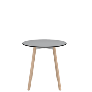 Emeco Su Cafe Round Table Dining Tables Emeco Table Top 30" Natural Wood Legs Gray HPL
